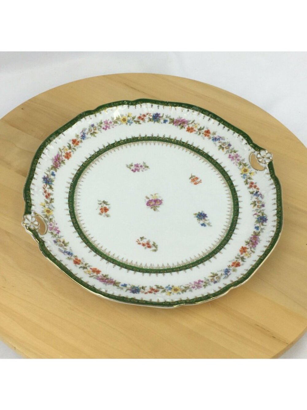 CT Altwasser Floral Handled Cake Plate CT Germany #10551